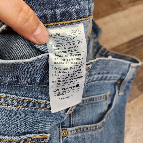 Mens Carhartt Relaxed Fit size 40x32 101483-980 Mid Rise Denim Jeans - Picture 4 of 9